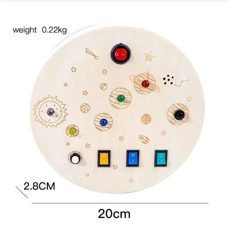 Montessori busy board sensory toys wooden with led light switch control travel activities children games for 2-4 years