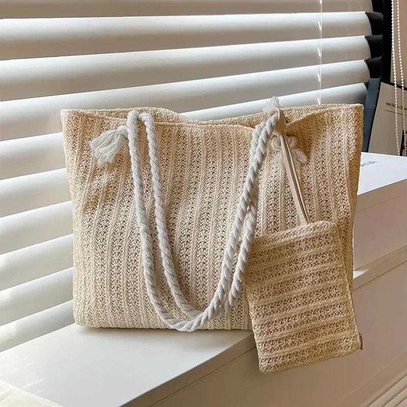 Designer women handbags fashion large capacity straw tote bag summer beach casual bali big purse