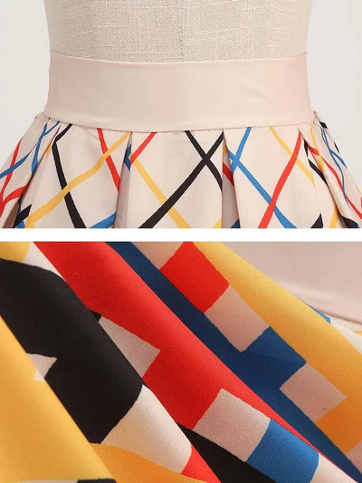 Summer Casual Women Midi Skirt Polka Dot High Waist Retro Vintage 50s Pleated Party Skirts