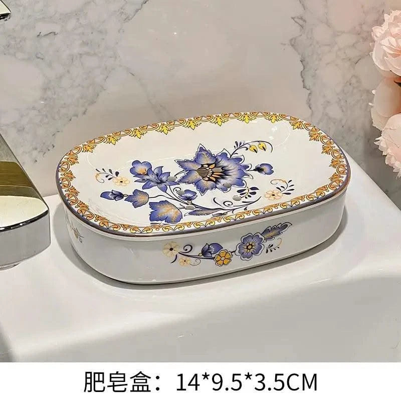 Light luxury high-end soap box Ceramic light luxury toilet bathroom drain soap box household no water