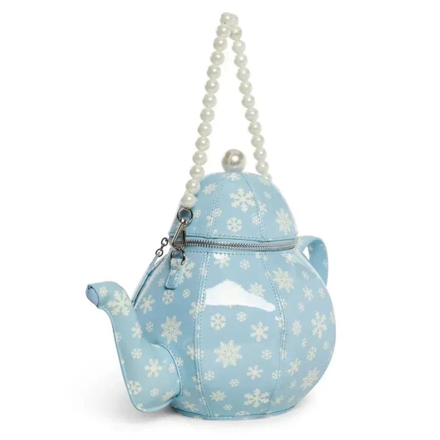 Handbags with teapot design creative vintage print for women shoulder bag pearl chains designer luxury strap