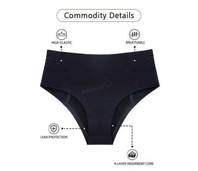 Menstrual Panties Women High Waist Seamless Menstrual Briefs Leak Proof Period Panties Heavy Flow Absorbent Period Underwear