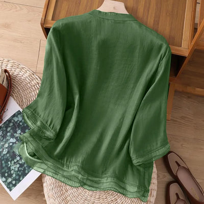 3/4 Sleeve Linen Tops For Women