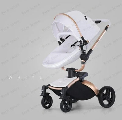 3-in-1 Luxury High-view Baby Stroller with Car Seat Foldable Newborn Baby Stroller PU Leather Two-way Baby Stroller