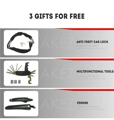 AKEZ Snow Electric Bicycle 350W Motor 10AH Battery 26-inch Thin Tire Urban Traffic E-Bike 30KM/H Folding Mountain Electric Bike