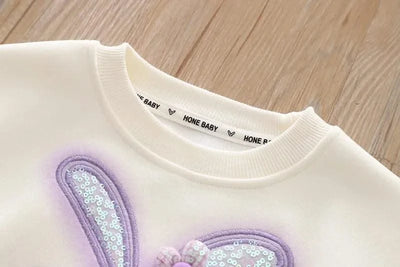 Cartoon Rabbit Long-Sleeved Sweater Two-Piece Baby girl clothes | Children's Spring and Autumn Clothes'
