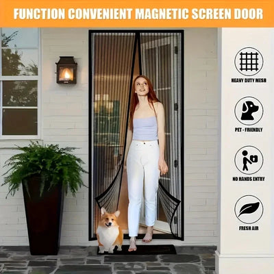 Easy-to-clean magnetic screen door, 36x82 inches - Mosquito-proof, pet-friendly, no manual closing required