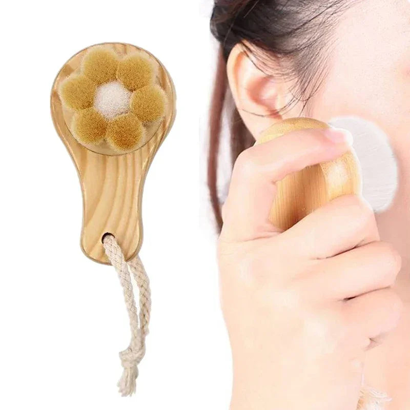 1Pc Beauty Skin Care Brush Face Cleansing Brush Soft Natural Bamboo Hair Facial Cleansing Massage Portable Wash Deep Clean Face