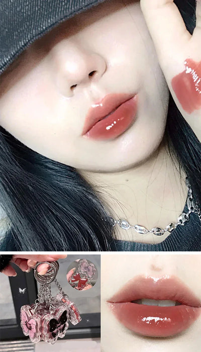 Butterfly Solid Lip Gloss Beauty Mirror Water Optical Gloss Gloss