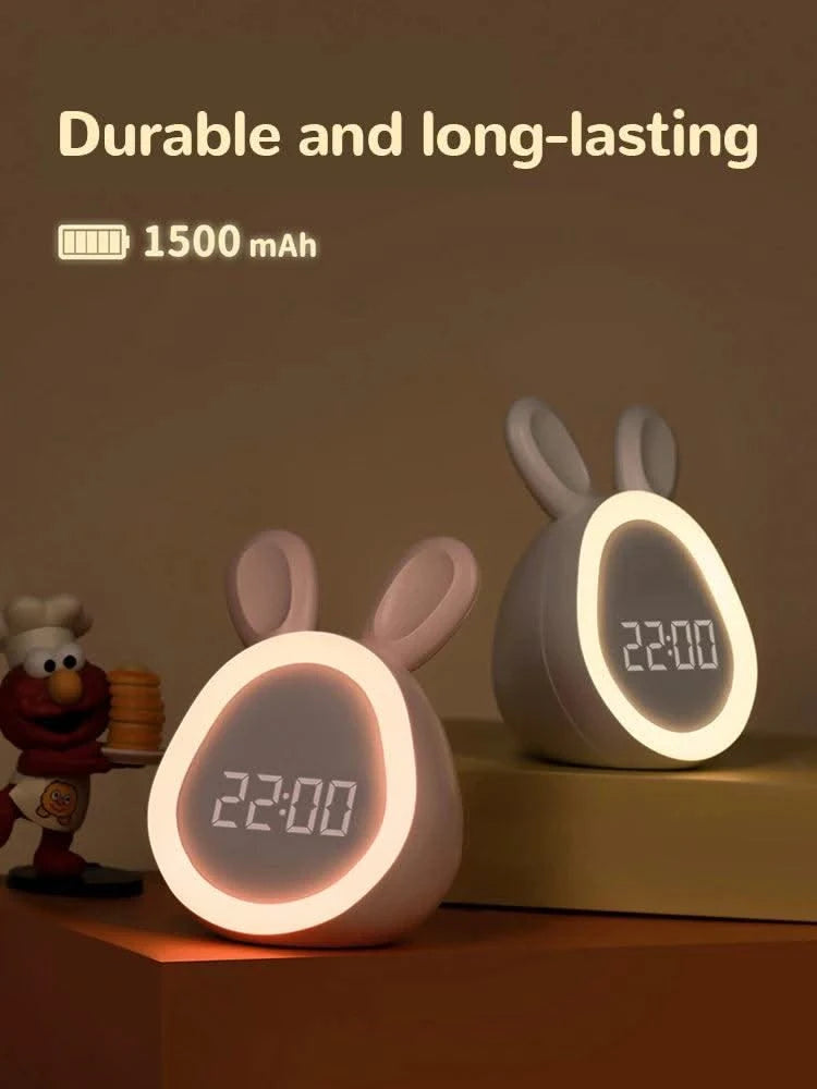 Kids Cute Rabbit Alarm Clock With Night Light Stepless Dimming Led Digital Alarm Clock For Boys Girls