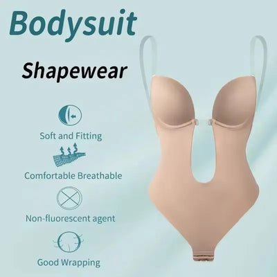 Women Full Body Shaper Bra Backless Bodysuit Thong Invisible Shapers Tummy Control Shapewear Girdles Sheath Slimming Underwear