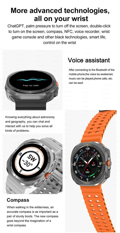 2025New Galaxy Watch 7 Ultra Smart Watch Men 32GB Memory GPS NFC AMOLED Screen Fitness Tracker Health Smartwatches For Samsung
