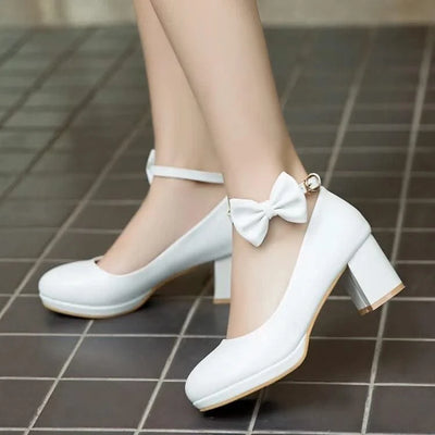 Girl's Fashion Bow Thick Heel Shallow High Heel Shoes |  Platform Pumps For Party, Wedding 30-43 | Kids, Children Fashion
