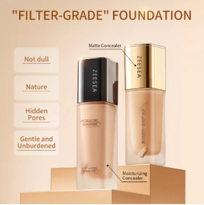 ZEESEA Silky Lasting Liquid Foundation- Hydra & Matte Makeup Concealer Brightening Waterproof BB Cream