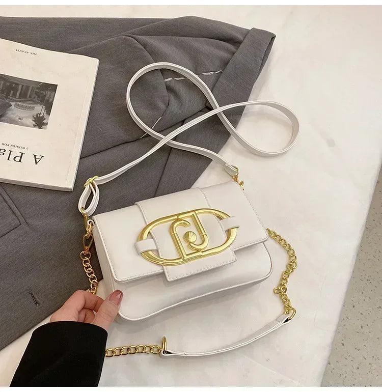 Designer handbags for women leather metal buckle flap square shoulder bags fashion 2024 ladies messenger females casual