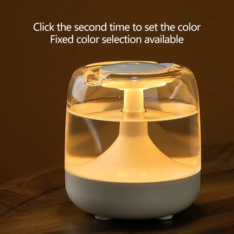 Air Humidifier Cute Ultrasonic Colorful Night Light Mini Humidifier Diffuser Transparent  Portable Home Bedroom Aroma Diffuser