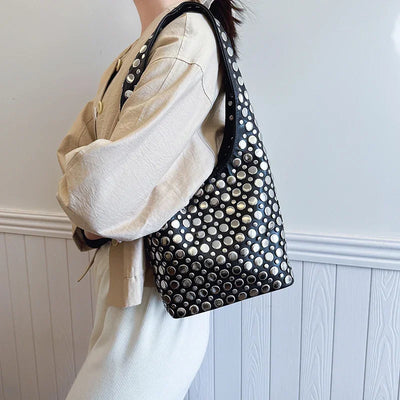 Designer Geometric Shoulder Bag For Women Top Brand Handbag Luxury Shiny Rivet Handmade Evening Clutch Bag Fashion Party Purse