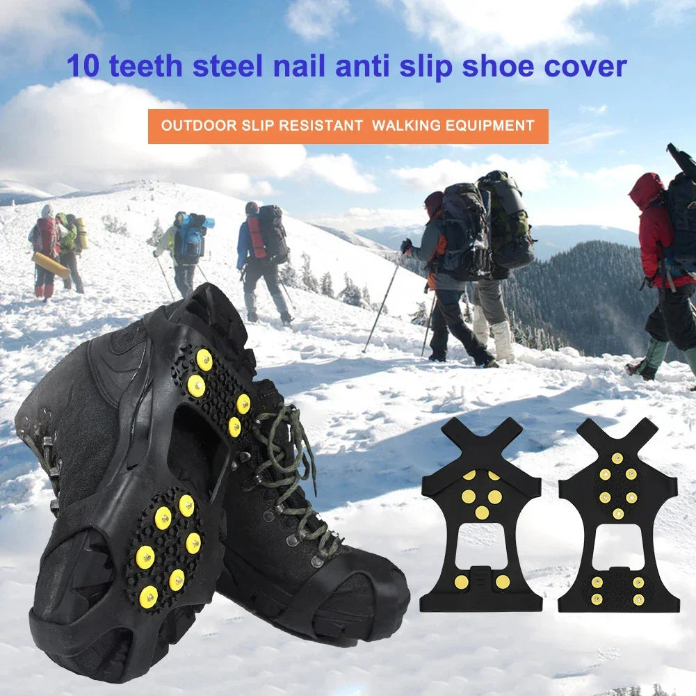 10/5 Teeth Climbing Crampons Anti-Slip Mountaineering Cleats Outdoor Unisex Snow Claw Shoe Covers Walking Hiking Accessories