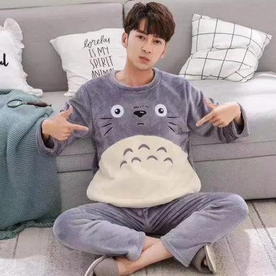 2025 Men's Autumn Winter Warm Flannel Pajama Sets Casual Soft Sleepwear Homewear 2PCS Sets Male Loose Coral Velvet Lounge Sets