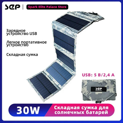 Solar Panel Bag Portable Lightweight 30W 5V Mono Waterproof Foldable Charger Outdoor Emergency Hiking Backpacking Camping