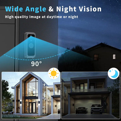 2.4G Wireless Audio Video Outdoor Waterproof Battery Powered Doorbell PIR Night Vision Camera with 4" Monitor APP NOT Required