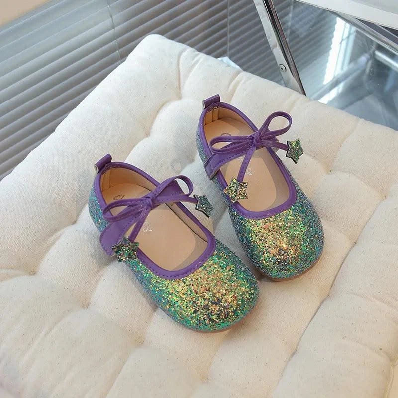 Children's Leather Shoes New Spring Autumn Ballet Flats for Girls Sequins Princess Versatile Kids Fashion Causal Catwalk Shoes