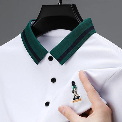 Designer Brand Men's Polo Shirt Lapel Cartoon Person Embroidery Short-sleeve Seamless T-shirt Summer Business Golf Menswear Top