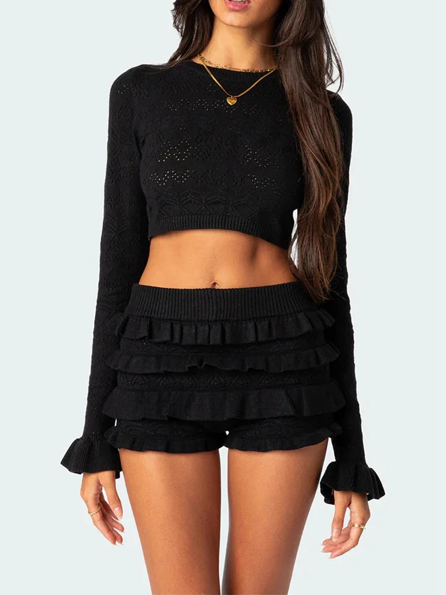 Women s Embroidered Knit Crop Top