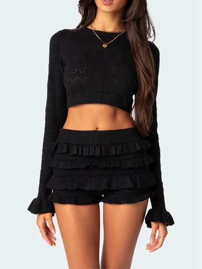 Women s Embroidered Knit Crop Top