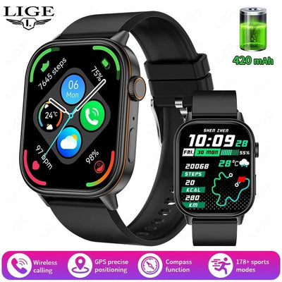 LIGE GPS Trajectory Smart Watch Women 2.01" HD Screen Compass Bluetooth Call Heart Rate Blood Oxygen Men Smartwatches 2025 New