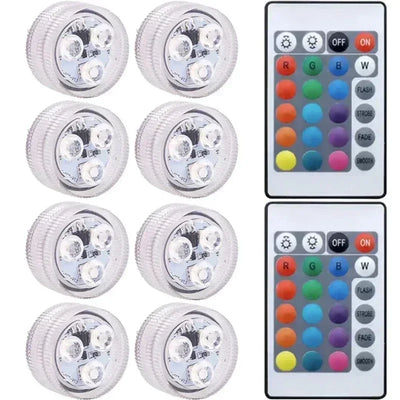 Submersible LED Lights, 8 Packs Upgraded Ponds Underwater 16 RGB Color Gradient, Hot Tub Decor, IP68 Waterproof