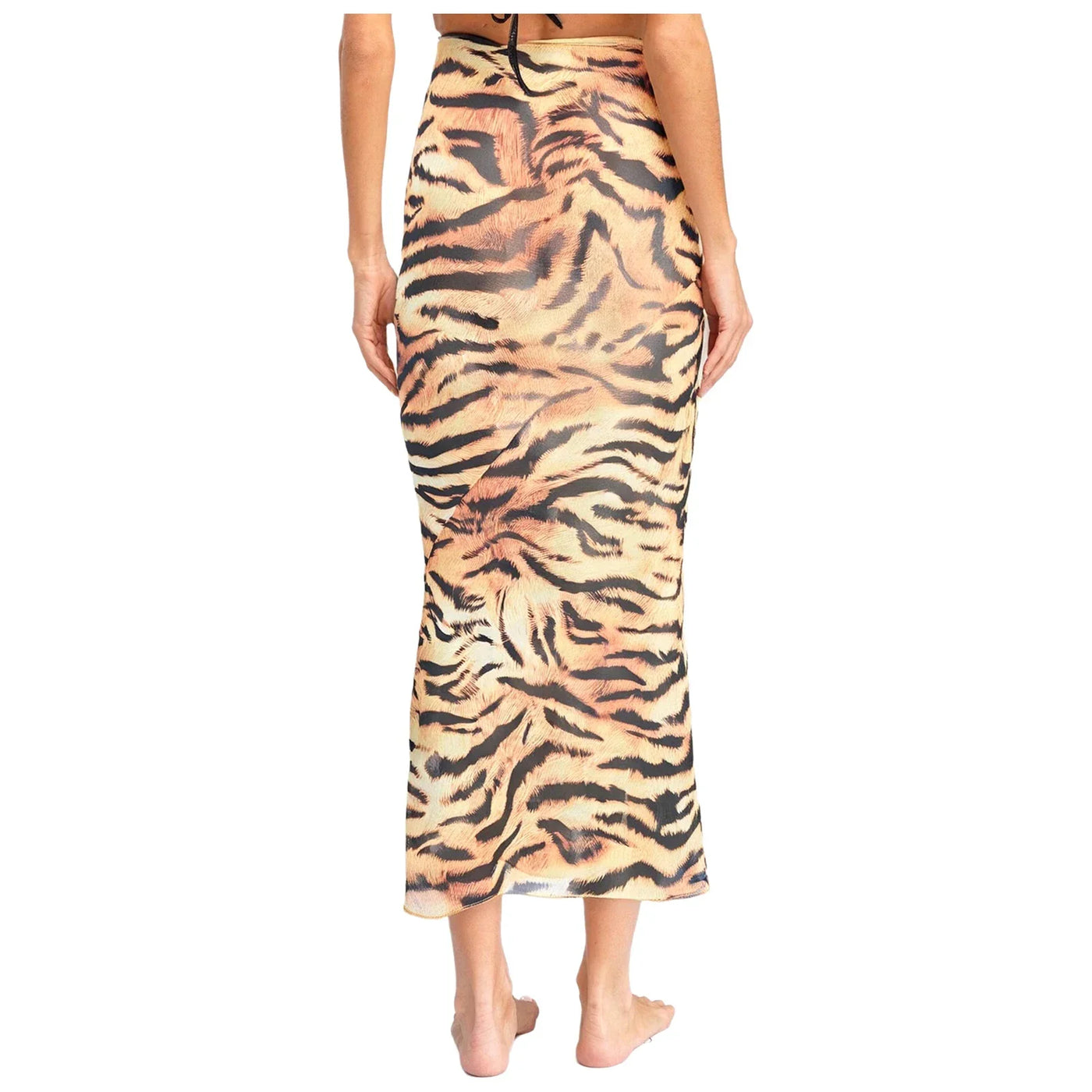 Womens Sheer Mesh Fishtail Wrap Hip Long Skirt Printed Leopard Maxi Skirt Female Vintage Costume High Waist Bodycon Cover Up