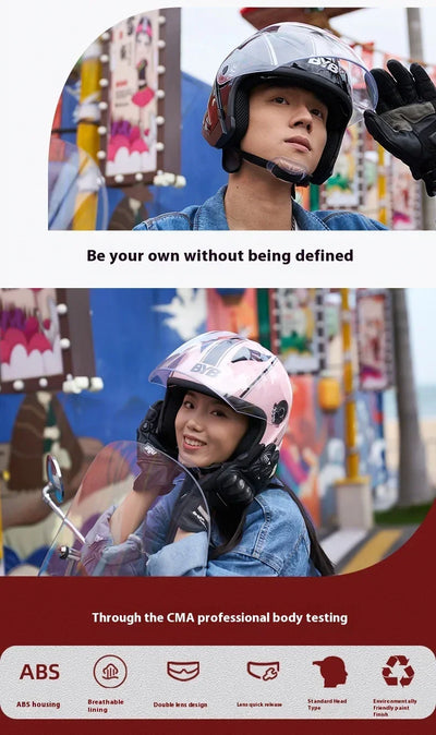 Motorcycle Equipments Open Face Helmet For Men Women Dual Lens Sun Visor Face Shield Top Lightweight Scooter Retro 3/4 Headwear