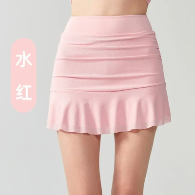 A-line Short Skirt for Women, Anti Glare Casual Sports Skirt, Seamless High Waisted Running and Fitness Tennis Skirt