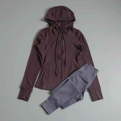 Sports tops for women with hooded cardigan