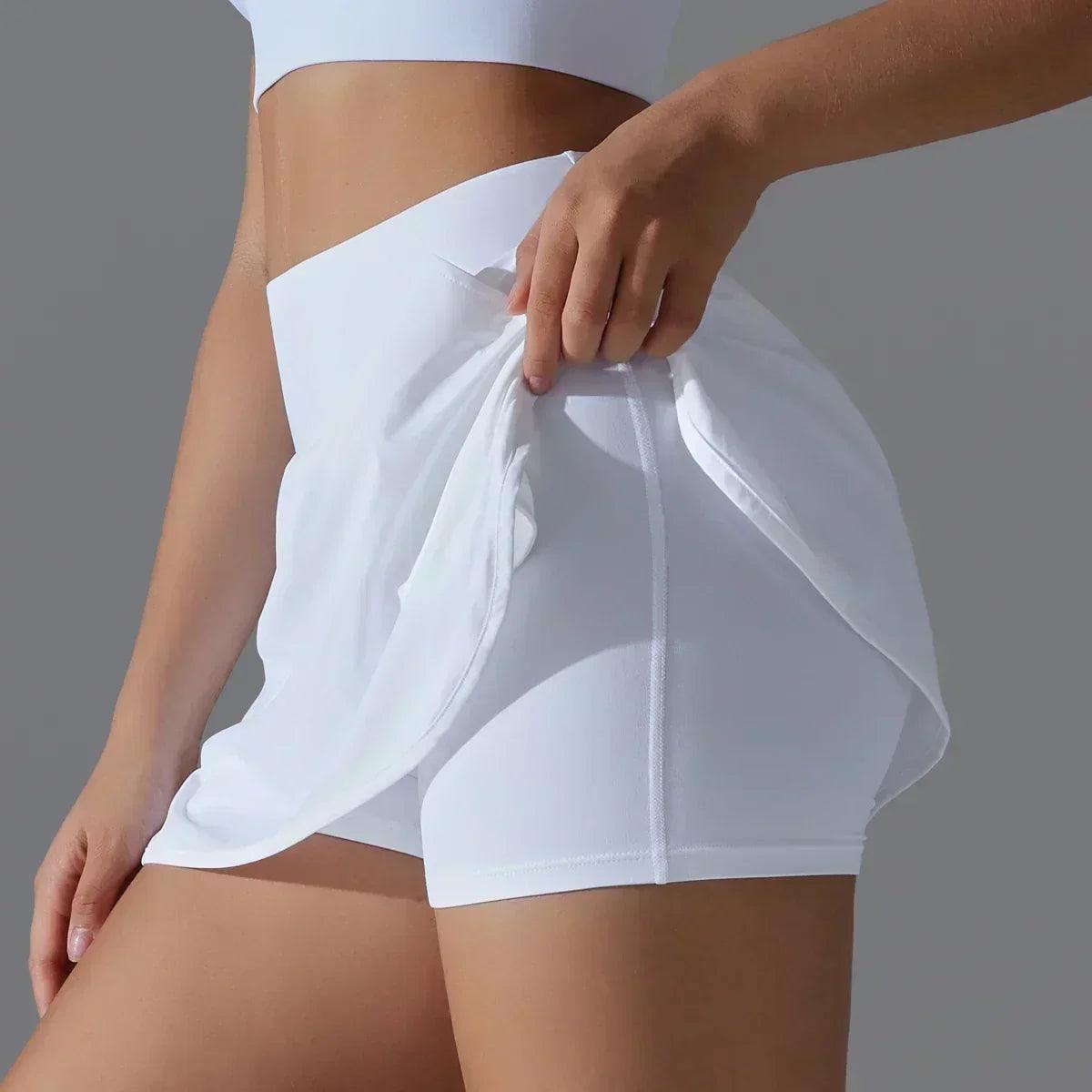 Women gym running shorts double deck quick dry sport fitness jogging workout with pocket sports tight short
