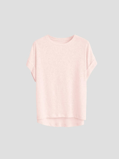 Women Linen Tops Crew Neck