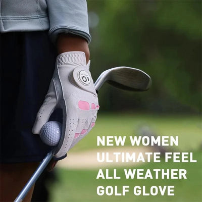 6 Pcs Rain Grip All Weather Womens Golf Gloves Ladies Left Hand Right Soft Cabretta Leather Glove with Ball Marker for Women