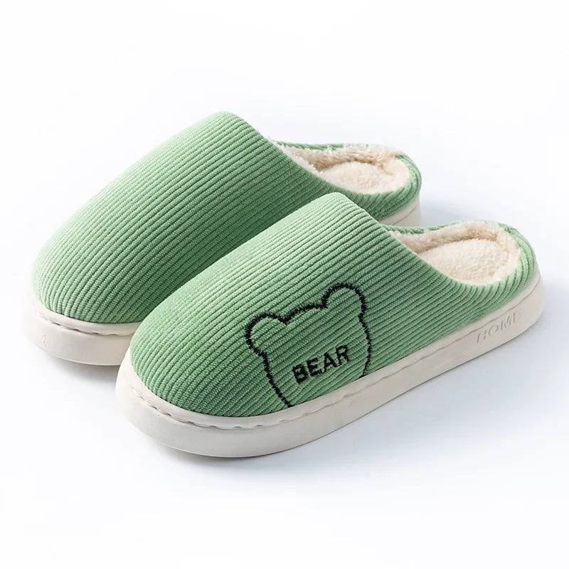 New Model 2025 Winter Warm Plush Slippers Non Slip Soft Indoor Bedroom Couple Home Shoes Flat Heel Comfort Autumn Footwear