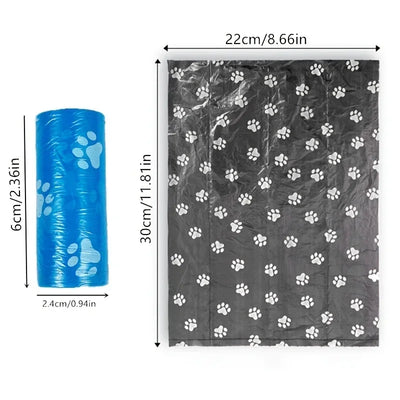 1 Roll Pet Poop Bags Disposable Dog Waste Bags Bulk Poop Bag Dispenser Bags with Paw Prints Garbage Bag - Elanique