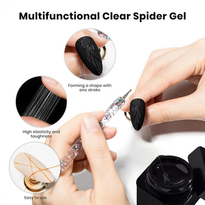 CHUNSU 3 In 1 Spider Gel Nail Polish No Wipe Functional UV Gel Creative Wire Drawing Liner Soak Off Magic Powder 5ML Clear  DIY