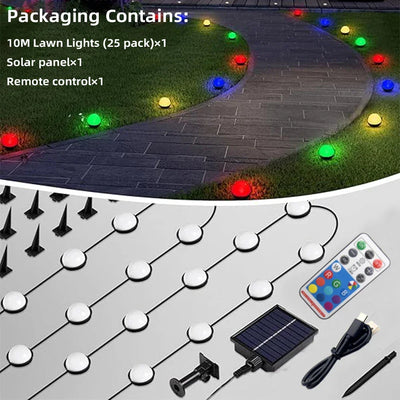 Solar Outdoor Landscape Lighting 25 LED 10M Pathway Lights with Remote for Patio Pathway Lawn Yard Driveway Walkway Driveway