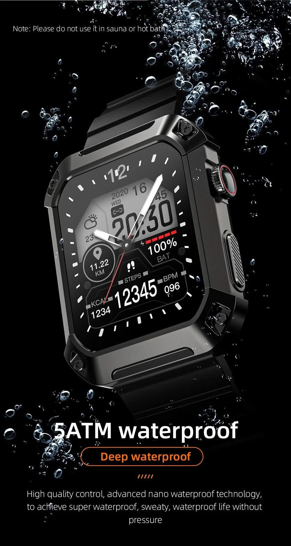 LOKMAT OCEAN 2 Pro Smart Watch Waterproof Bluetooth Calls Smartwatches 1.85 inch Touch Screen Heart Rate Monitor Fitness Tracker