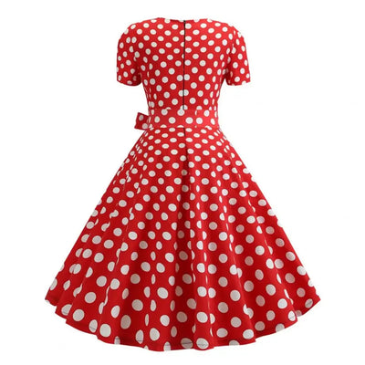 Women Vintage Dress Summer 50s 60s Retro Pin Up Swing Rockabilly Vestidos Elegant Black Polka Dot Office Party Dress