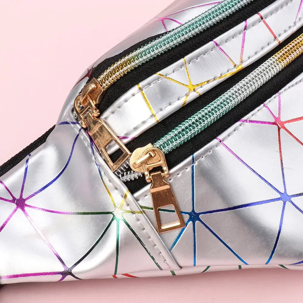 Fashion Geometric Patterns Wallet Bag Women Waist Packs Fanny Pack Pouch Hip Purse Satchel Laser Belt Bags