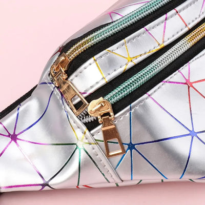 Fashion Geometric Patterns Wallet Bag Women Waist Packs Fanny Pack Pouch Hip Purse Satchel Laser Belt Bags