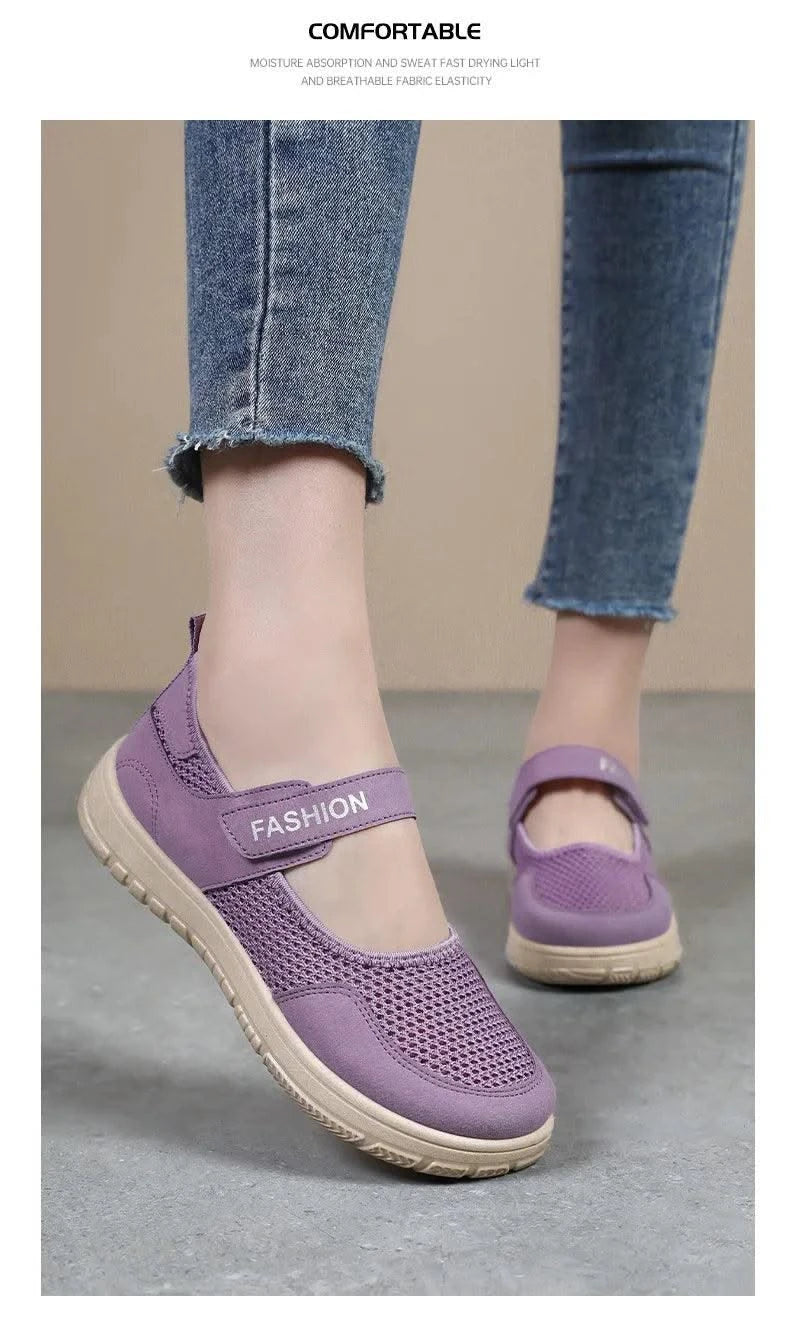 Women's Plus Size Wide Width Sandals Soft Sole Comfortable Mom Shoes Breathable Fabric Spring No Slip Chubby Feet Casual Walking