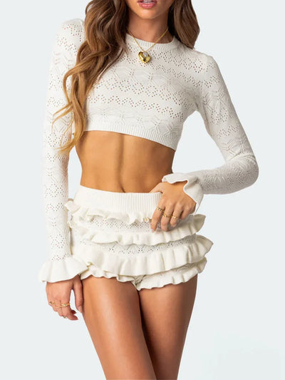 Women s Embroidered Knit Crop Top