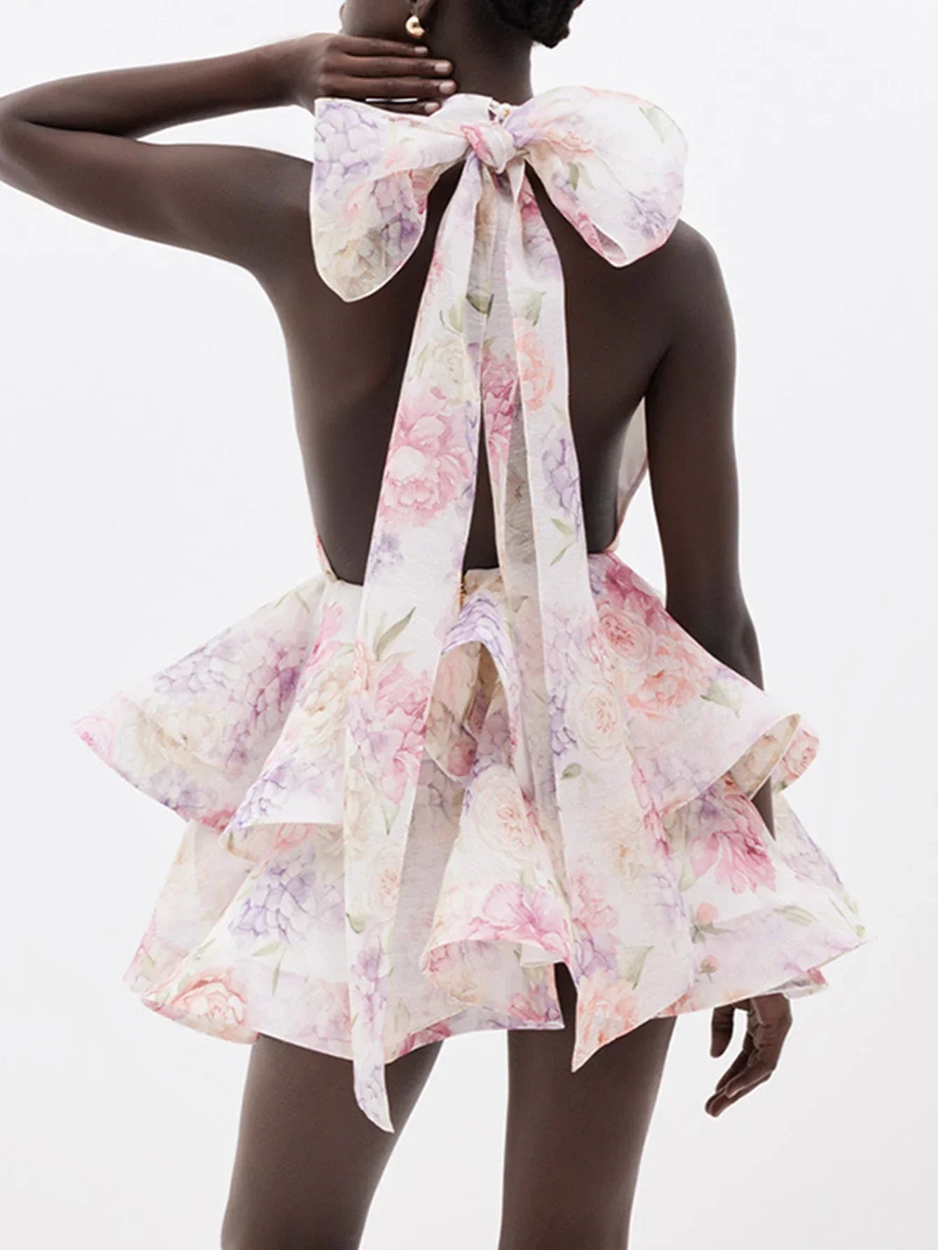 Sexy backless floral print slip summer dress women elegant birthday party dresses woman vacation evening short dresses vestidos