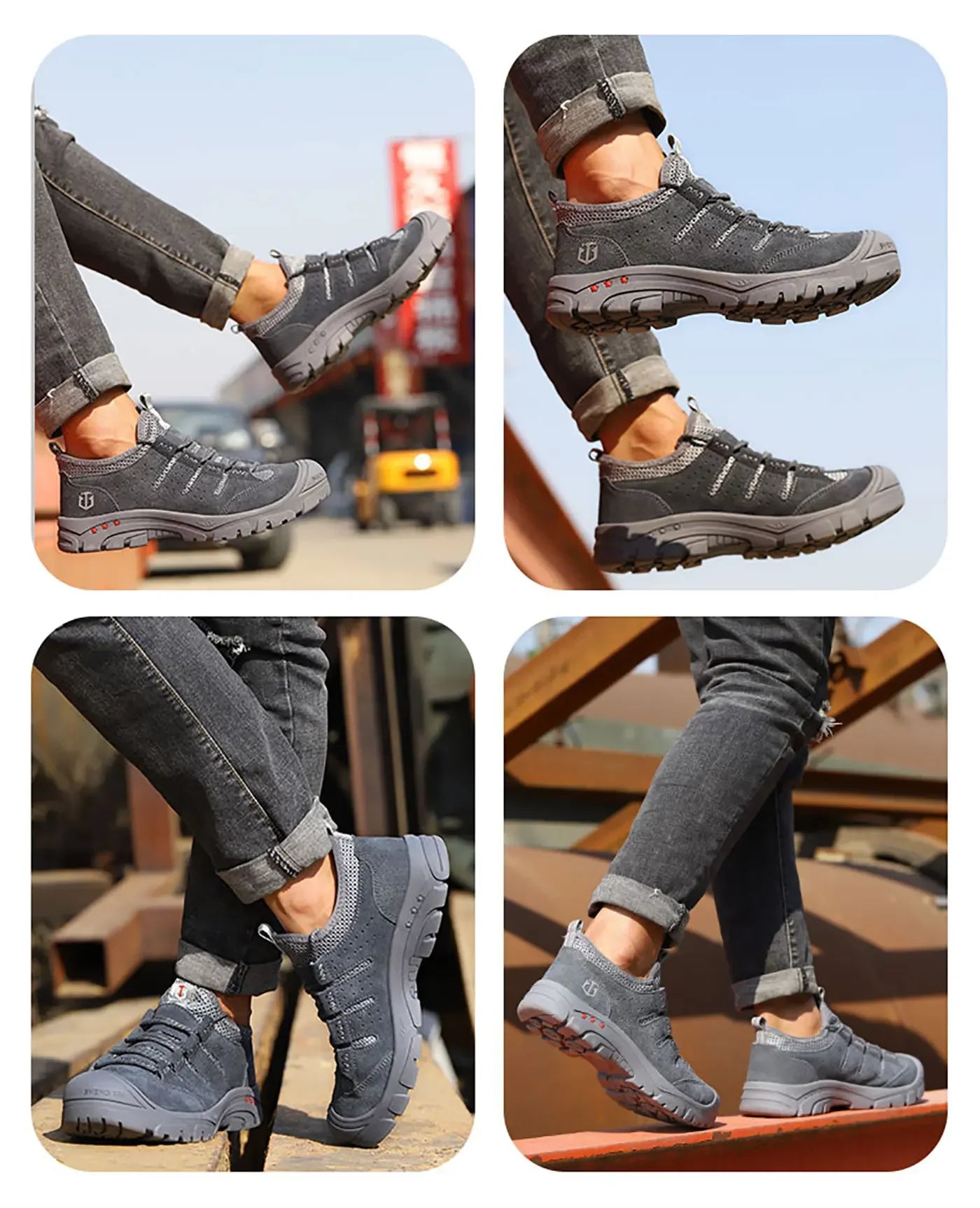 Men's safety shoes are impact resistant, puncture resistant, soft, comfortable, breathable, non slip, and lightweight work shoes